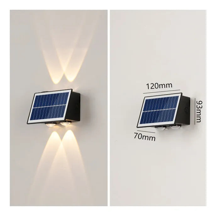 Foco Aplique Bidireccion .led Solar Luz Calida Exterior