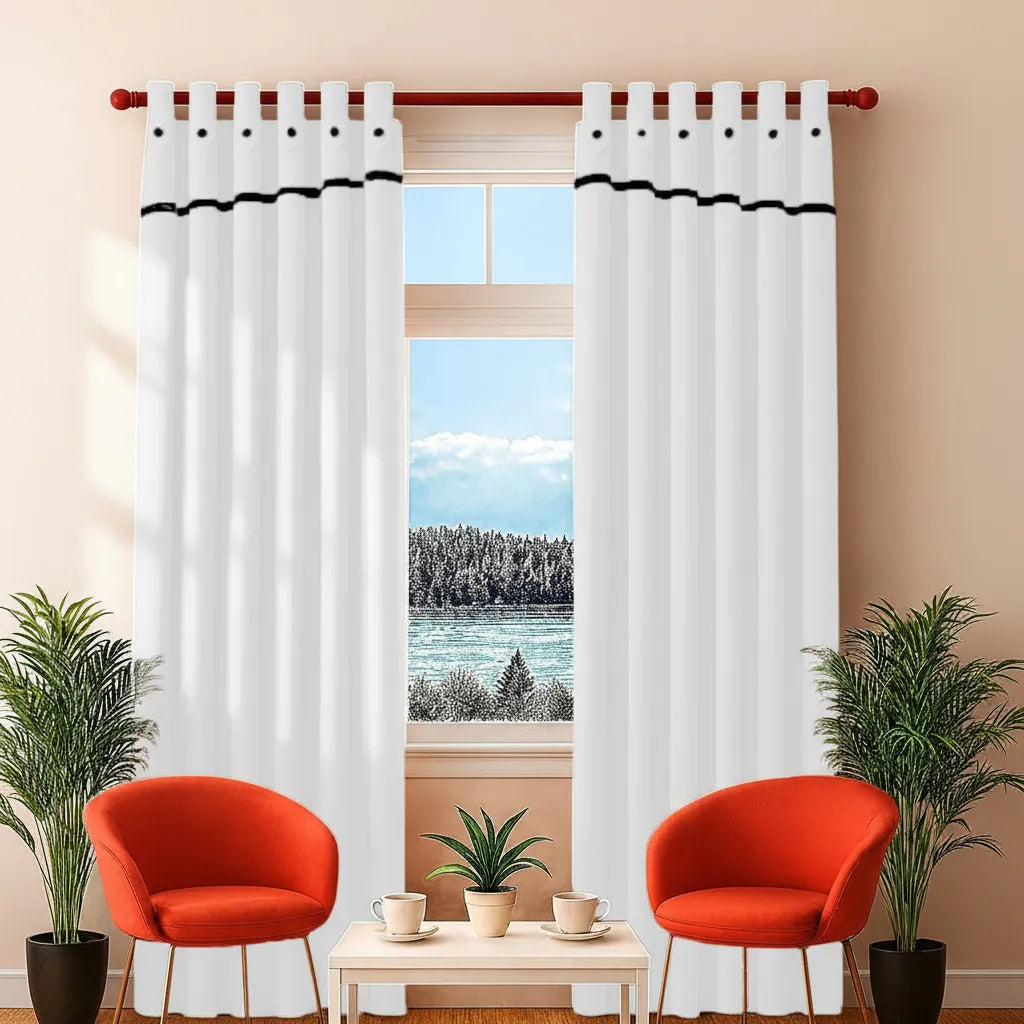 Cortina Tropical Con Faldon Vivo Boton 2 Paños