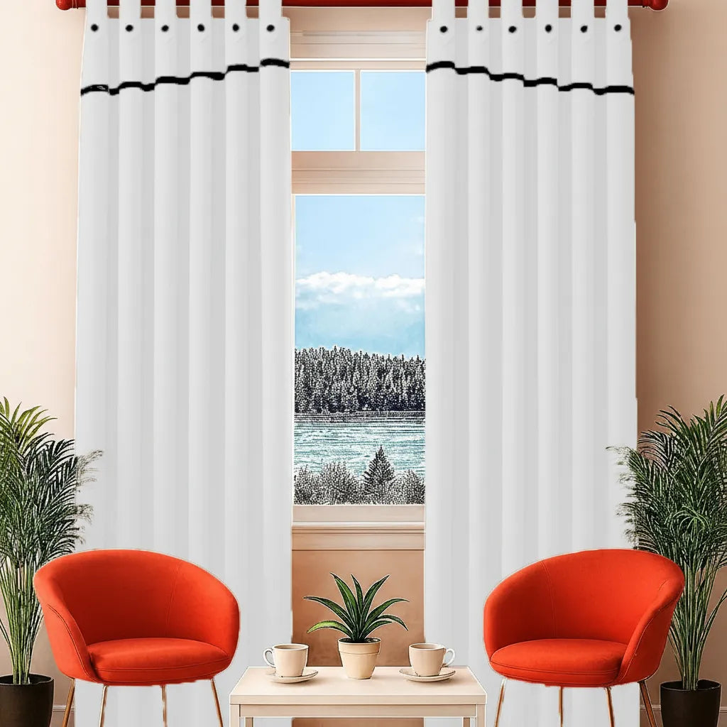 Cortina Tropical Con Faldon Vivo Boton 2 Paños