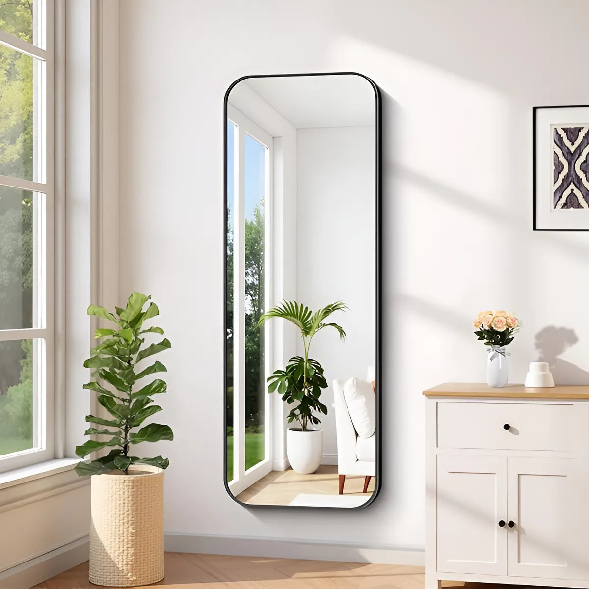 Espejo 120x50 Cm Rectangular Con Marco Deco Marco Negro