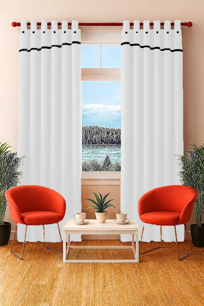 Cortina Tropical Con Faldon Vivo Boton 2 Paños