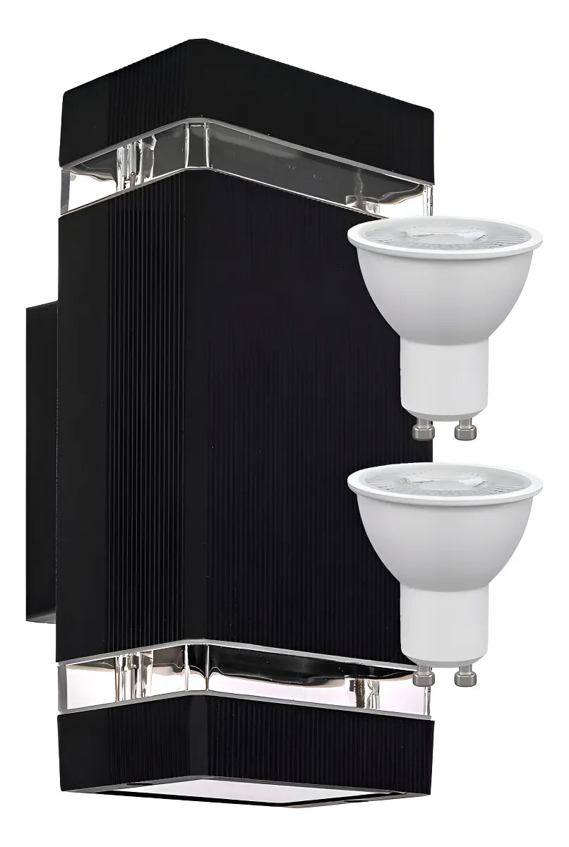 Aplique Pared Exterior LED Aluminio Negro 23cm 180° Iluminación